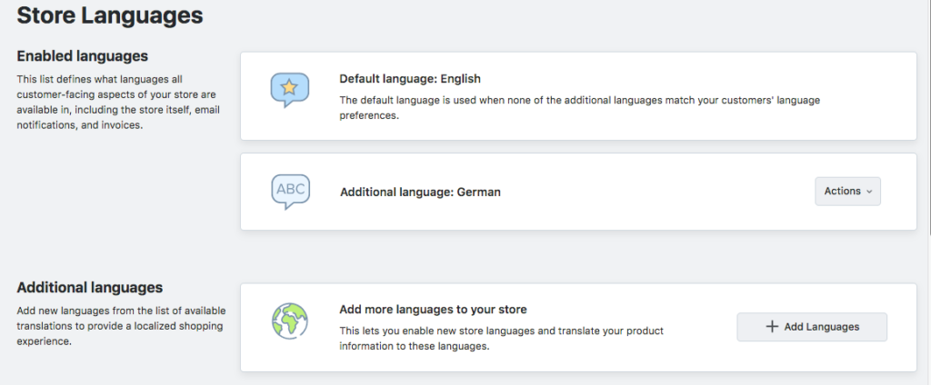 Shopify vs. Ecwid: Ecwid's storefront in multiple languages