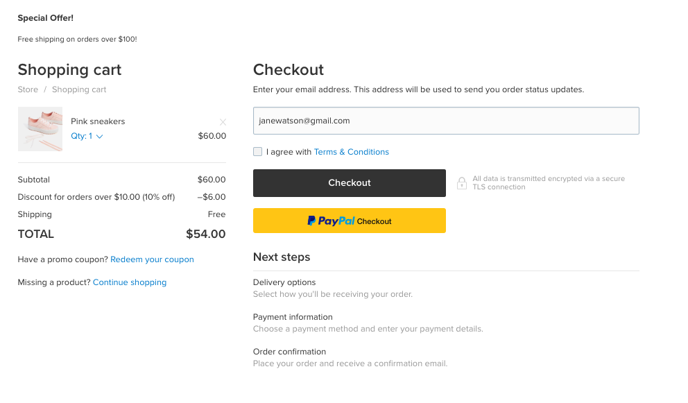 Shopify vs. Ecwid: Ecwid's secure checkout process