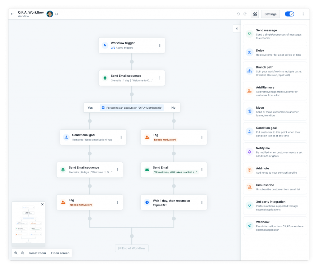 Shopify vs. ClickFunnels:  ClickFunnels' email automation setup