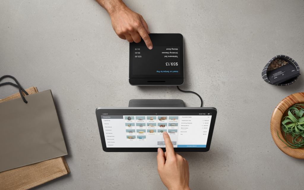 Squarespace vs. Square: Square's POS system with a clear indication of secure payment processing