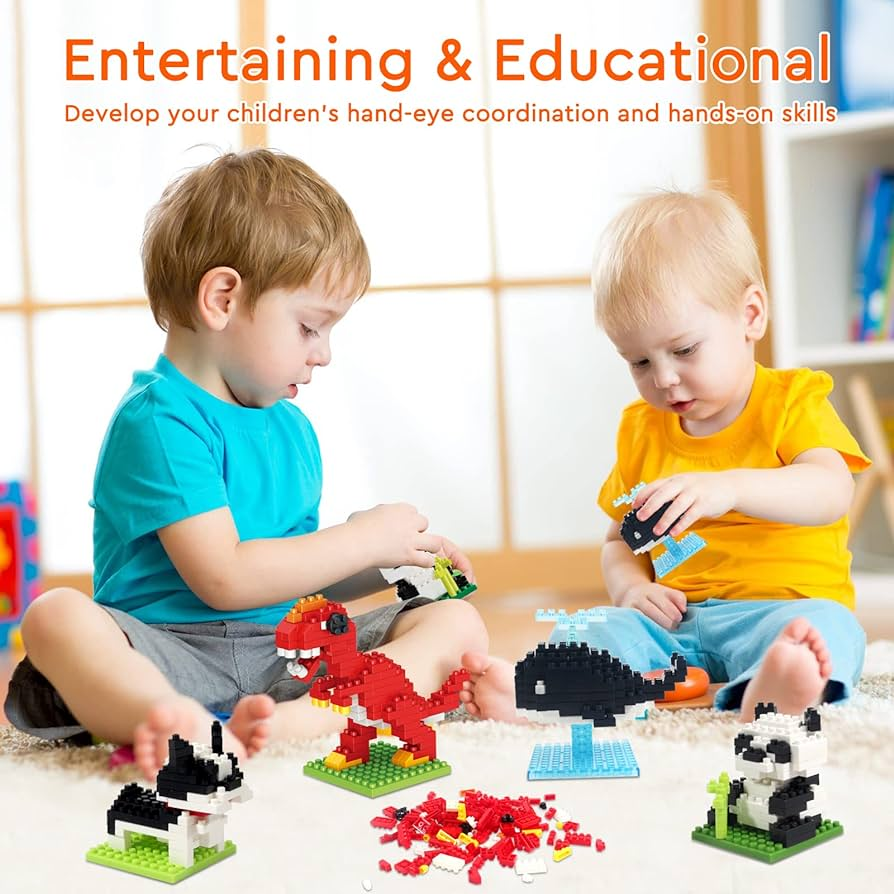 Mini Building Blocks: child safely playing with mini building blocks