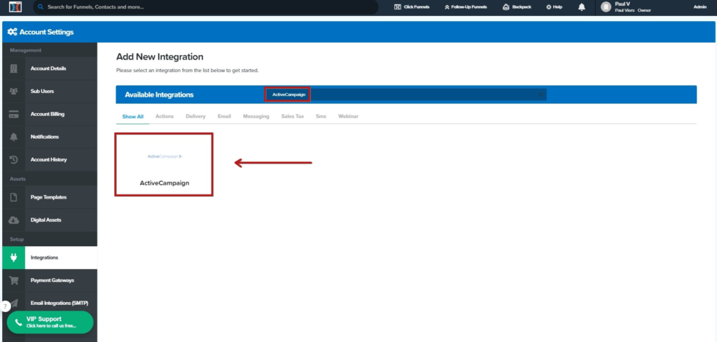 Shopify vs. ClickFunnels: Display images of the integrations