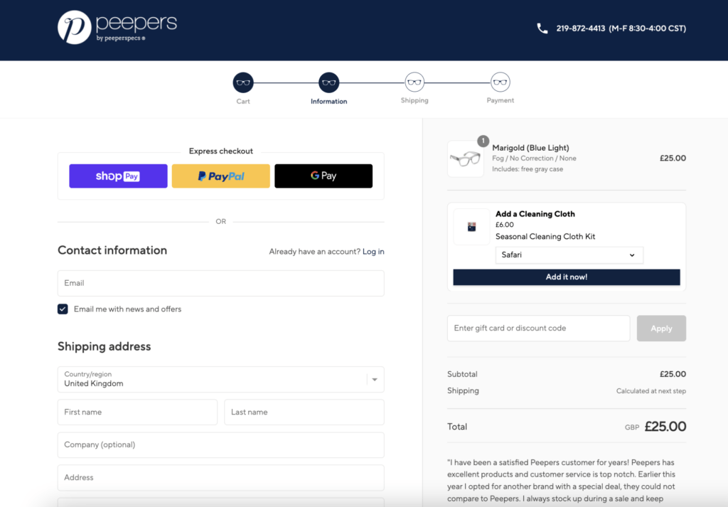 Shopify vs. Shopify Plus: custom checkout experience designed