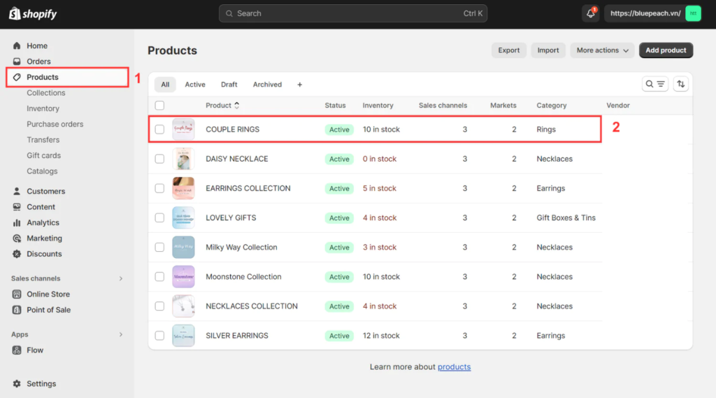 Shopify vs. ClickFunnels: Shopify product management system